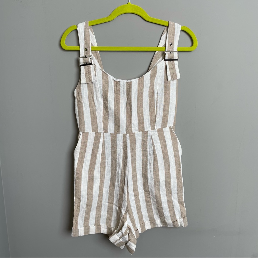 Beige & cream stripped romper